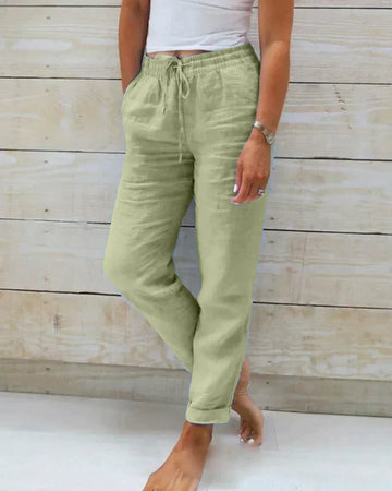 Linen Relaxed Fit Drawstring Waist Pants