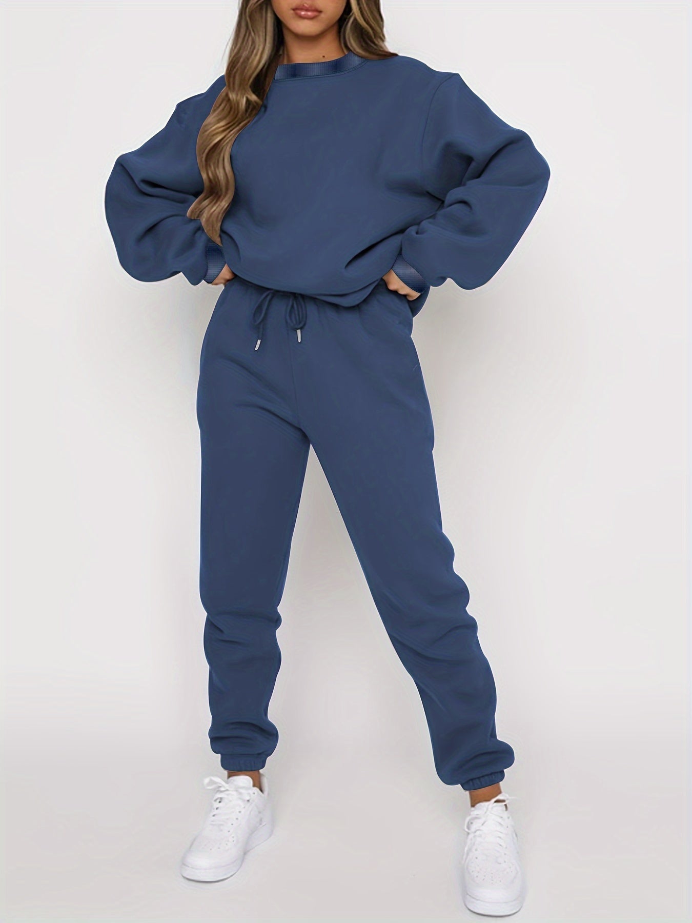 Women's Jogging Set - Oversized Sweatshirt & High-Waisted Joggers - Soft & Comfortable