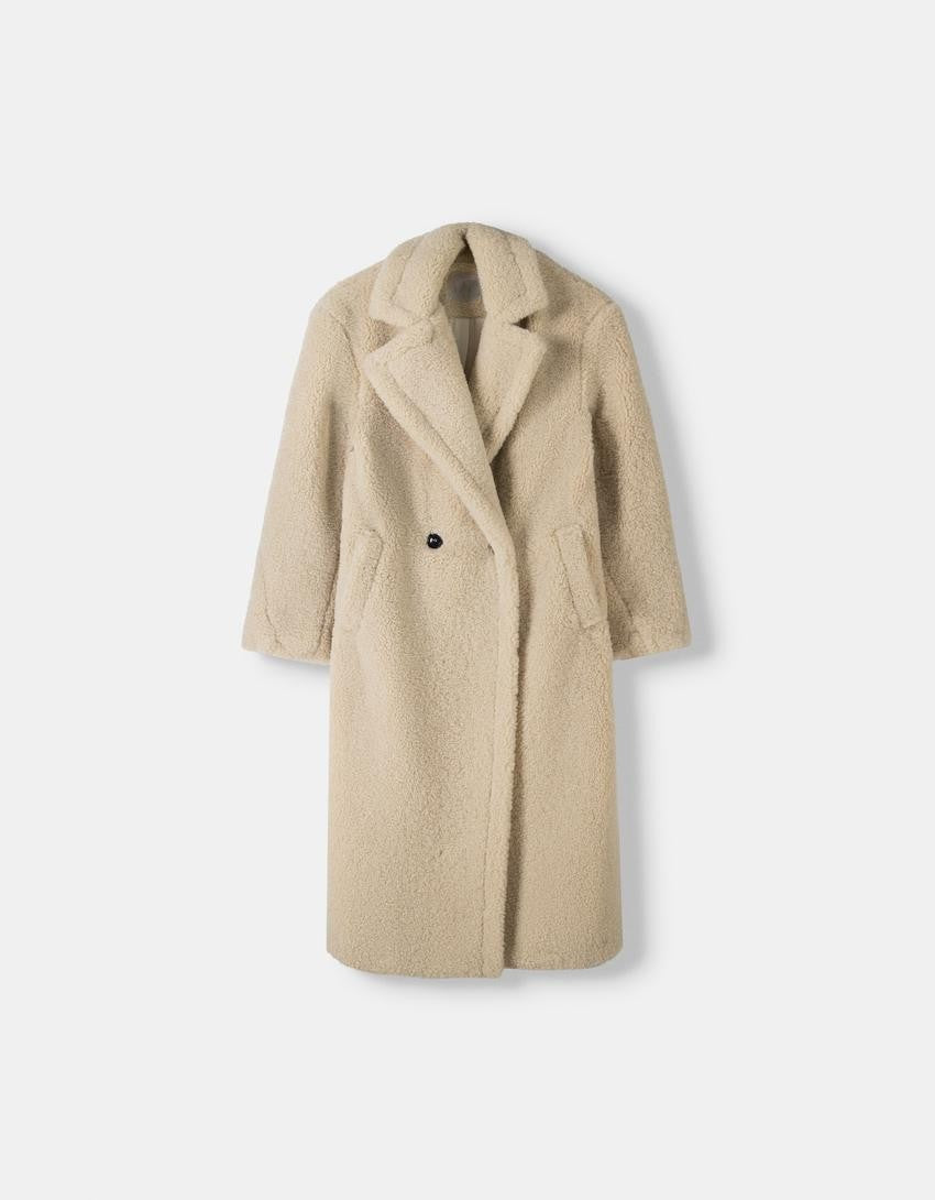 Plush Teddy Oversized Double Breasted Coat
