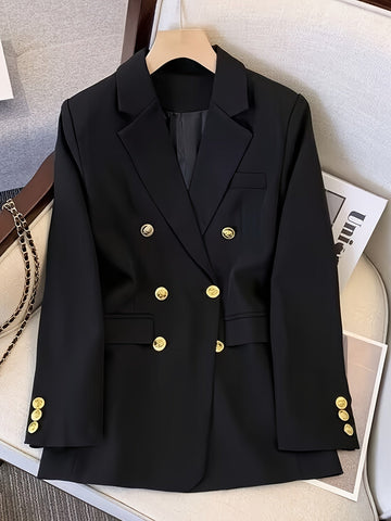 Double-Breasted Sculpted Fit Notch Lapel Blazer