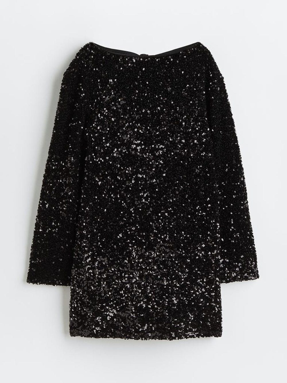 Sequins Open Back Long-Sleeved Mini Dress