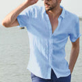 Men's Shirt – Relaxed Fit – Linen Blend – Short Sleeves – Button Closure