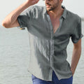 Men's Shirt – Relaxed Fit – Linen Blend – Short Sleeves – Button Closure