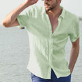 Men's Shirt – Relaxed Fit – Linen Blend – Short Sleeves – Button Closure