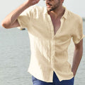 Men's Shirt – Relaxed Fit – Linen Blend – Short Sleeves – Button Closure