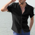 Men's Shirt – Relaxed Fit – Linen Blend – Short Sleeves – Button Closure