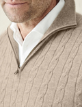 Men's Sweater in Cable Knit – Wool Blend – Half Zipper – Smart Casual Fit