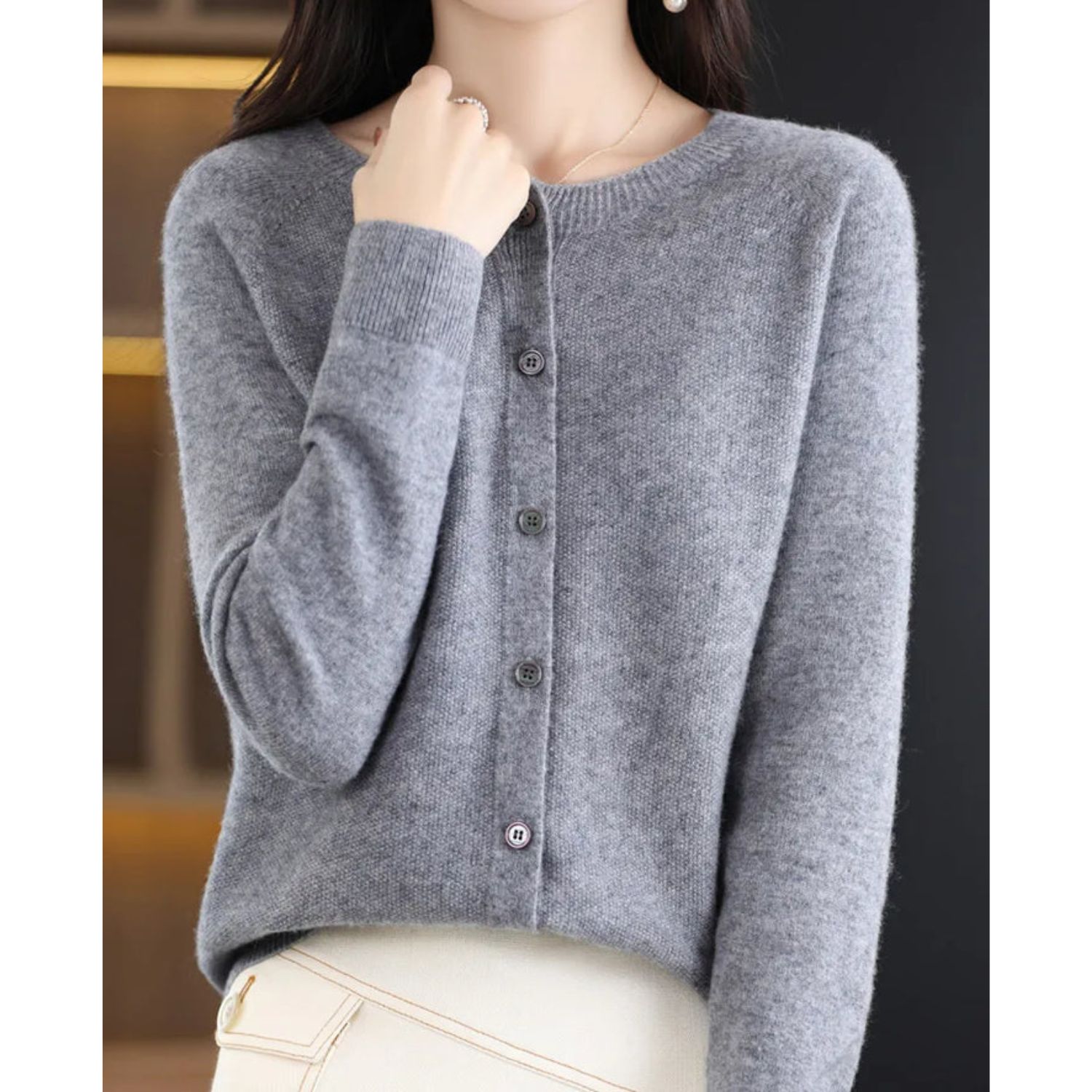 Women's Cardigan - Soft Knit - Button Closure - Relaxed Fit - Long Sleeved