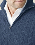 Men's Sweater in Cable Knit – Wool Blend – Half Zipper – Smart Casual Fit