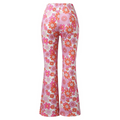 Women's Sectioned Pants - High Waist - Floral Pattern - Retro Flared Design