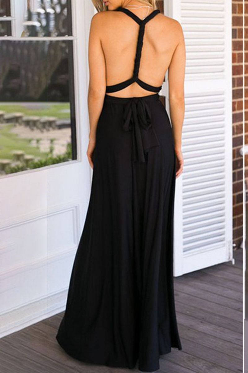 Women's Maxi Dress - Halterneck - High Slit - Flowy Elegant Fit