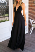 Women's Maxi Dress - Halterneck - High Slit - Flowy Elegant Fit