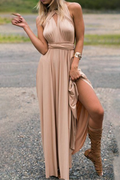 Women's Maxi Dress - Halterneck - High Slit - Flowy Elegant Fit