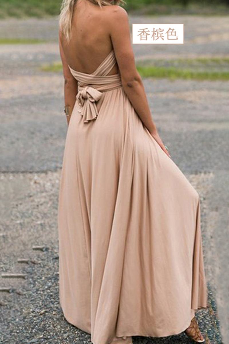 Women's Maxi Dress - Halterneck - High Slit - Flowy Elegant Fit