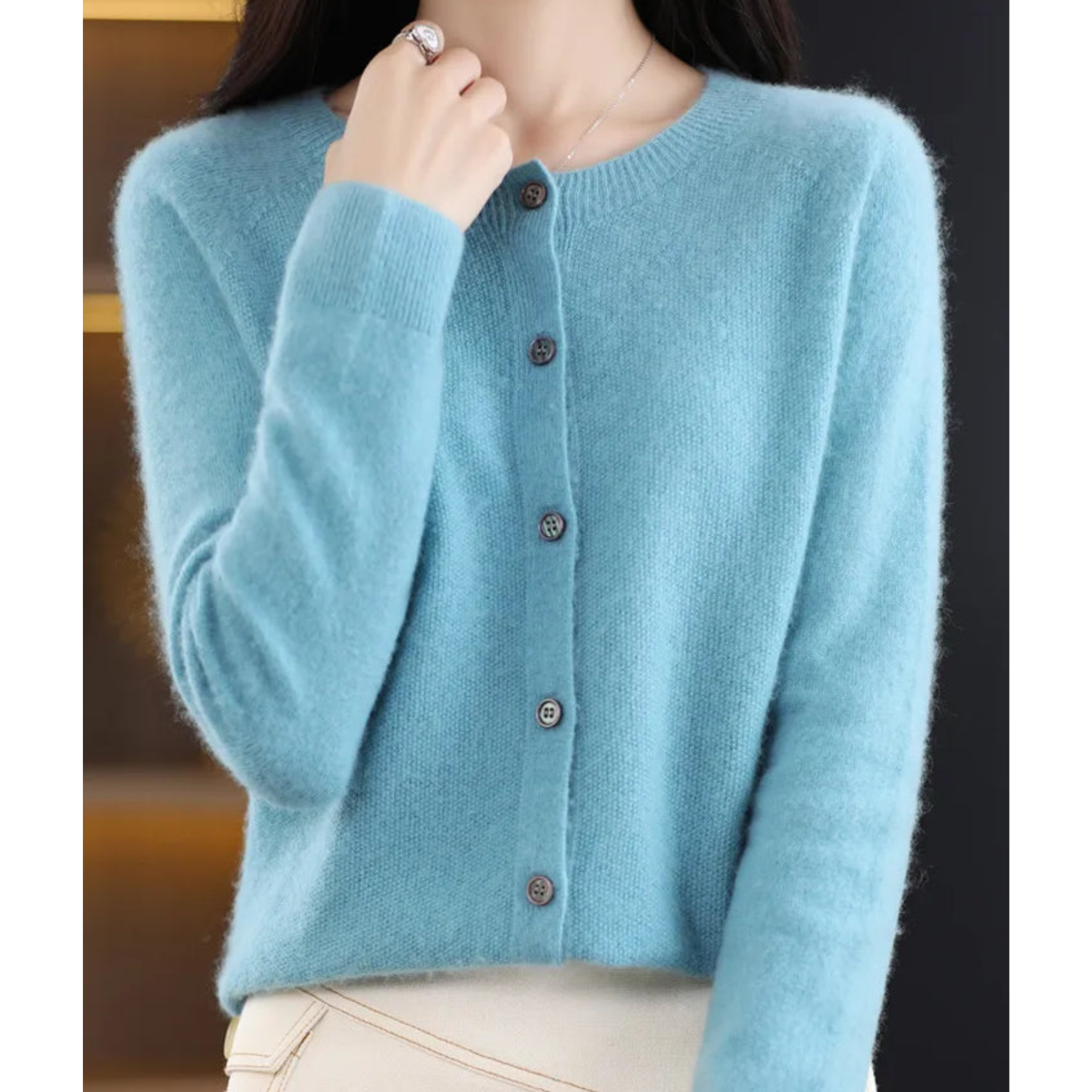 Women's Cardigan - Soft Knit - Button Closure - Relaxed Fit - Long Sleeved
