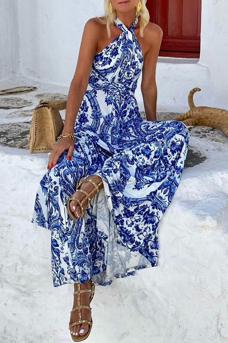 Halterneck Flowy Sleeveless Maxi Dress