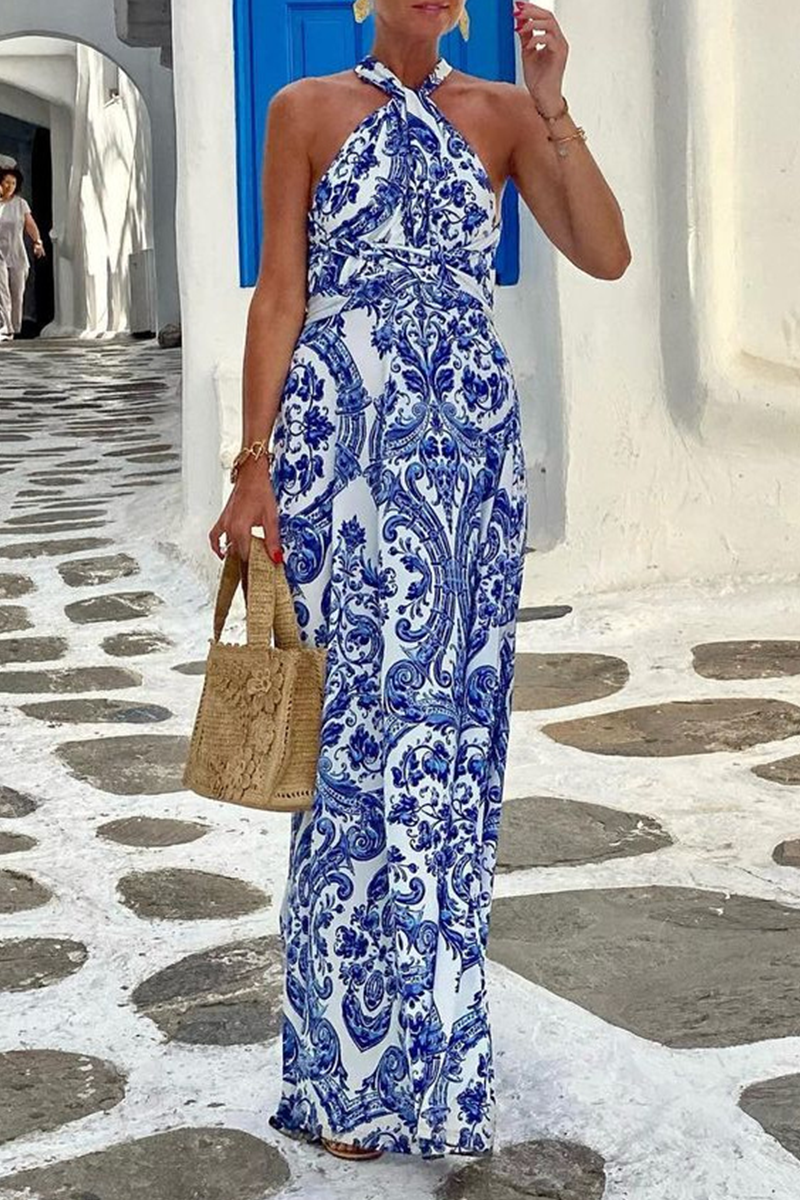 Halterneck Flowy Sleeveless Maxi Dress