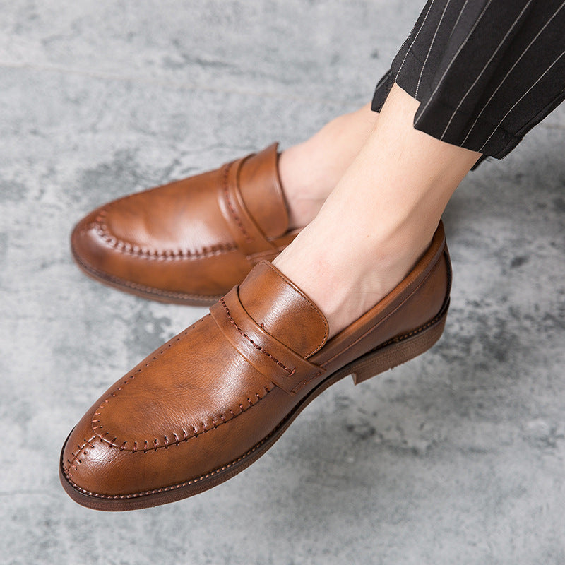 Genuine Leather Slip-On Penny Strap Loafer Shoes
