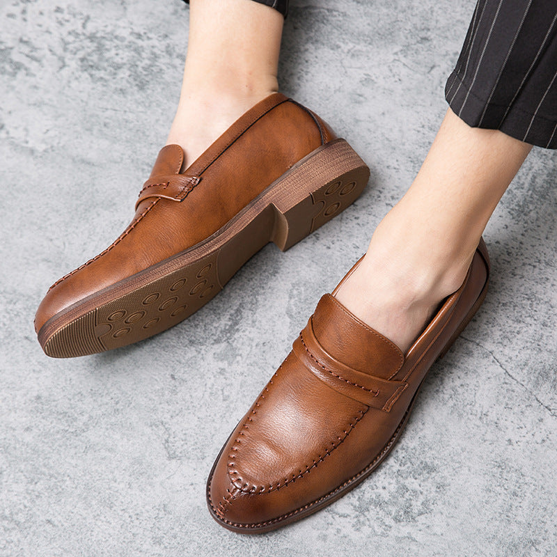 Genuine Leather Slip-On Penny Strap Loafer Shoes