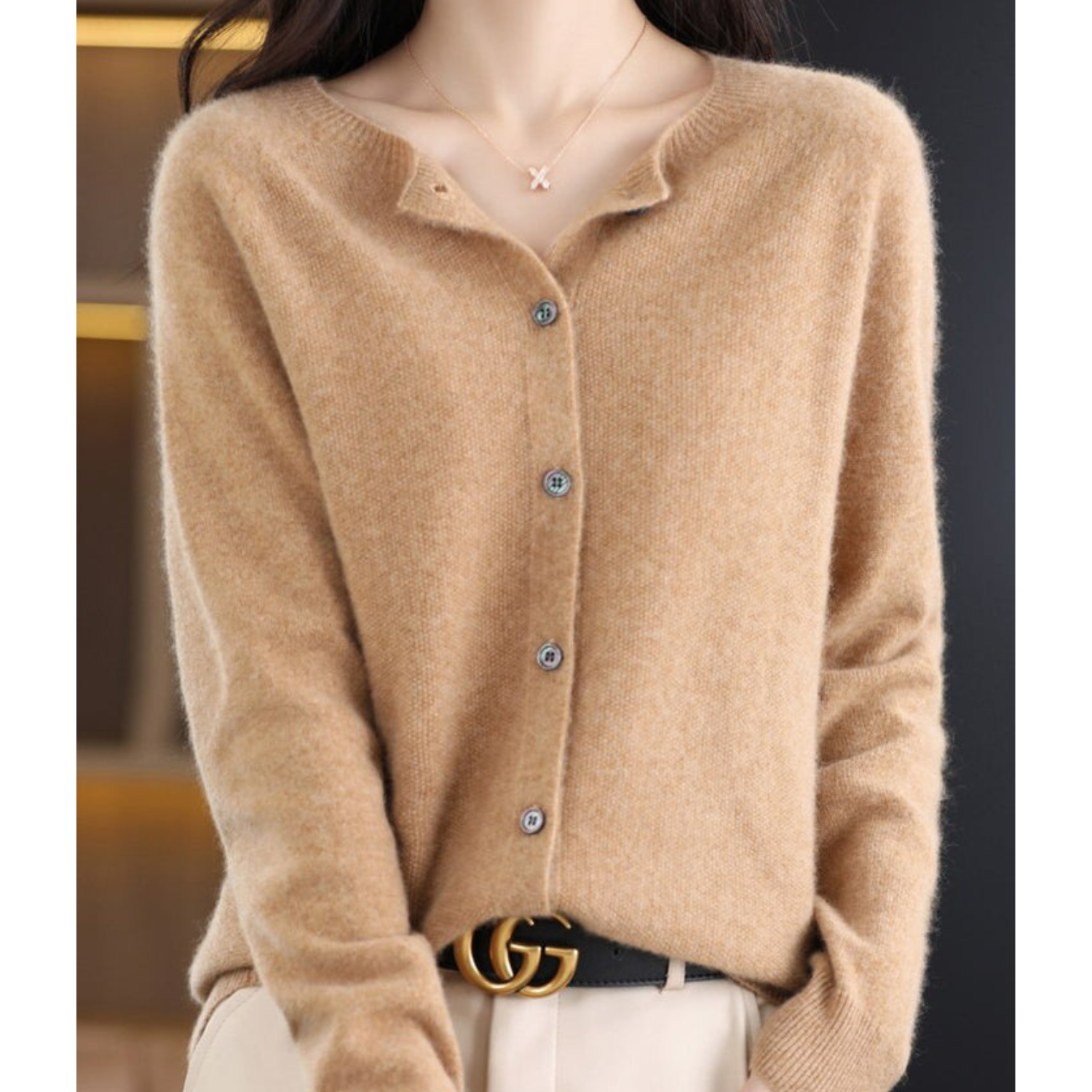 Women's Cardigan - Soft Knit - Button Closure - Relaxed Fit - Long Sleeved