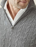 Men's Sweater in Cable Knit – Wool Blend – Half Zipper – Smart Casual Fit