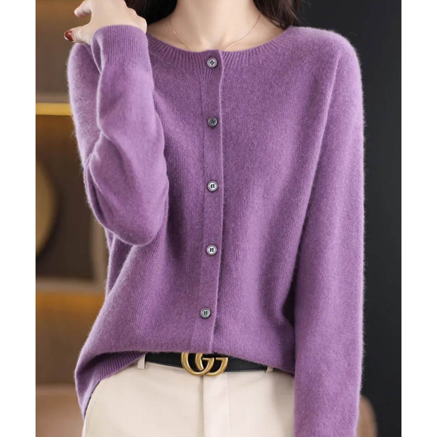 Women's Cardigan - Soft Knit - Button Closure - Relaxed Fit - Long Sleeved