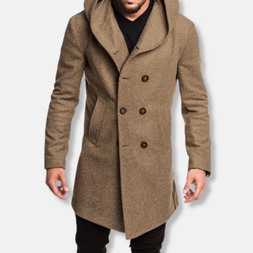 Wool Double-Breasted Slim Fit Long Coat