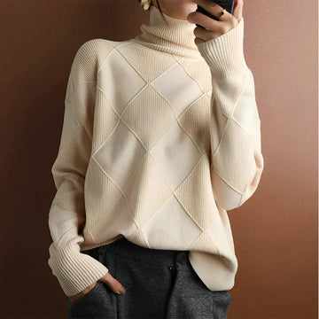 Wool Blend Oversized High Neck Pullover Sweater