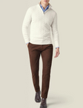 Men's Sweater in Cable Knit – Wool Blend – Half Zipper – Smart Casual Fit