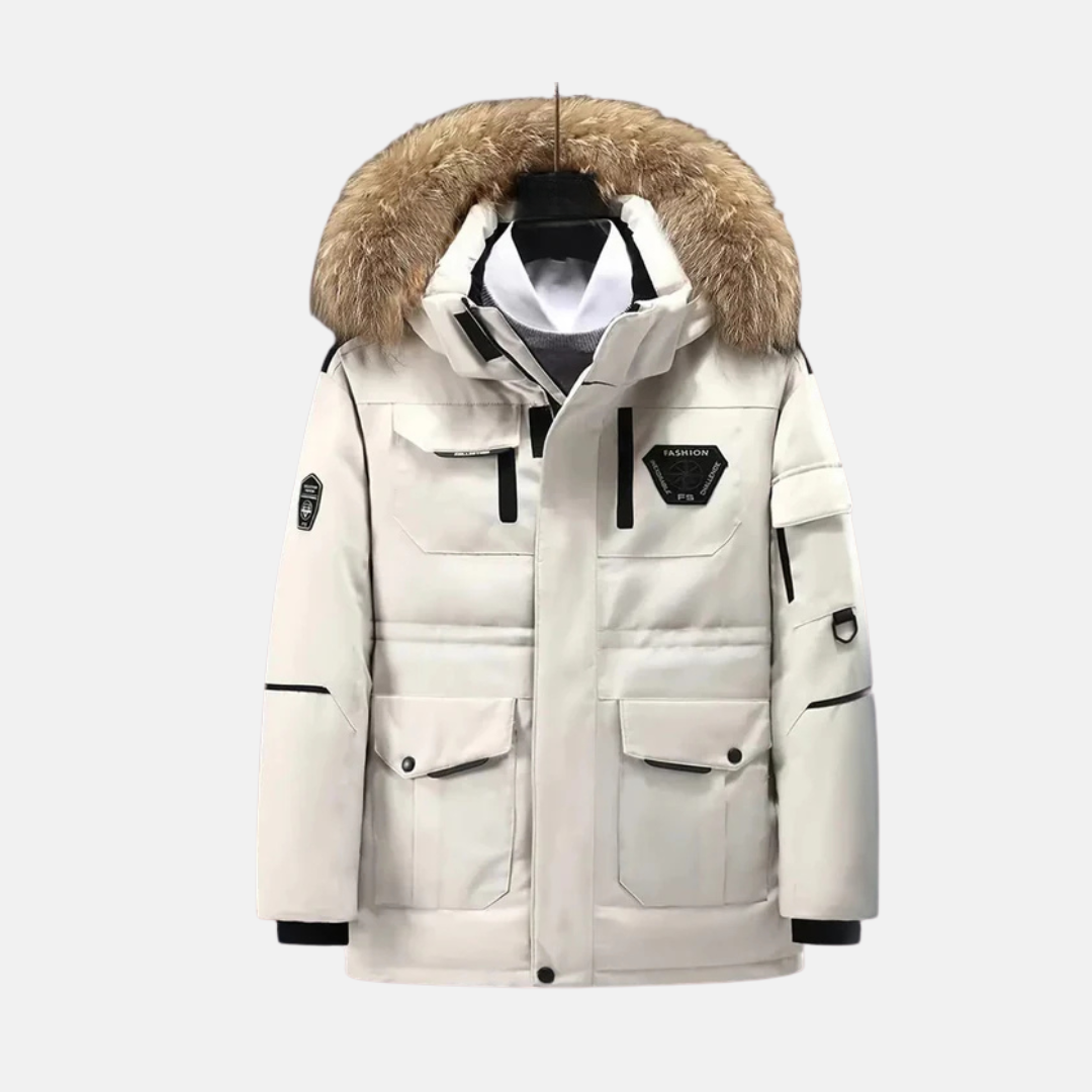 Windproof Faux Fur Trim Structured Parka Jacket