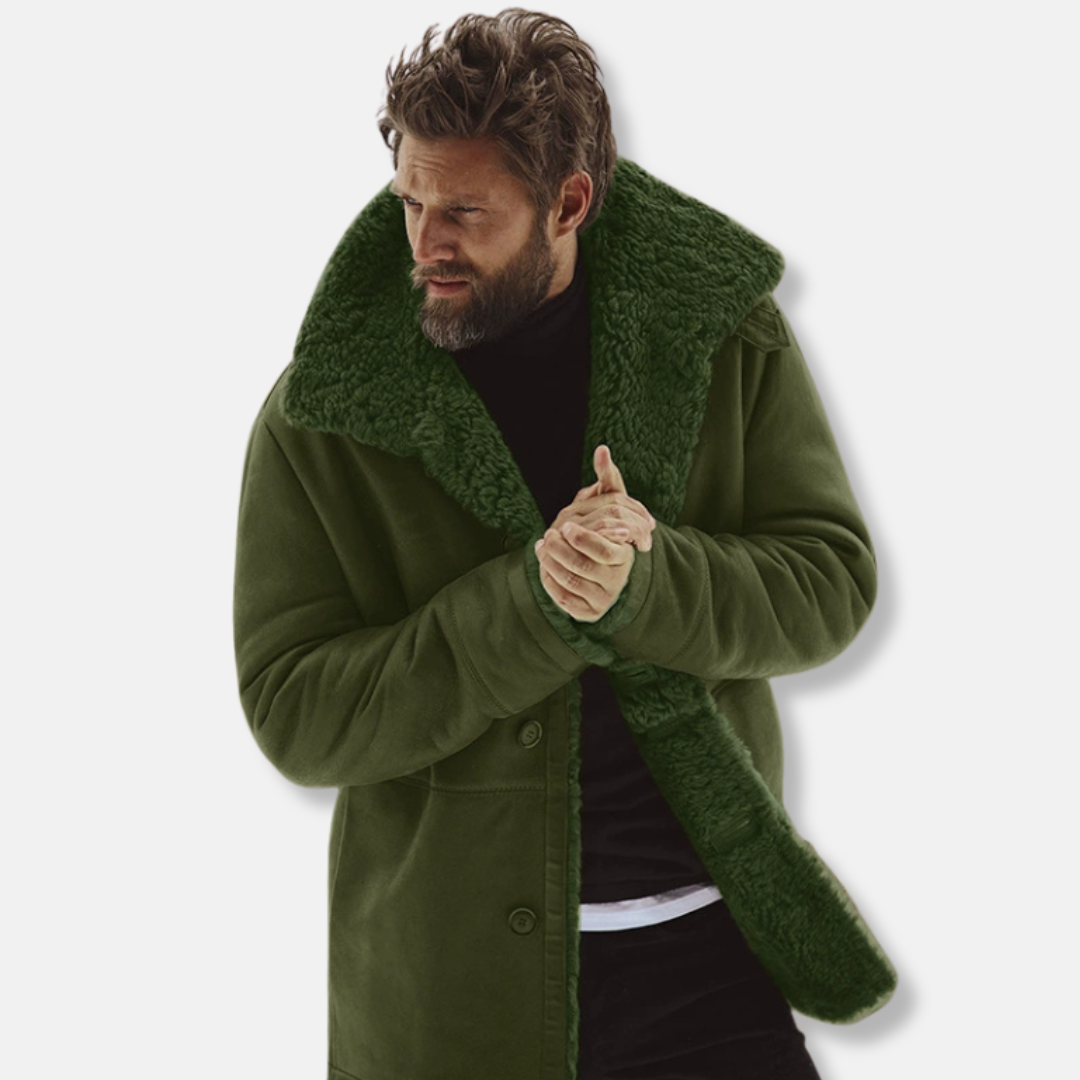 Shearling Lined Relaxed Fit Wool Blend Coat