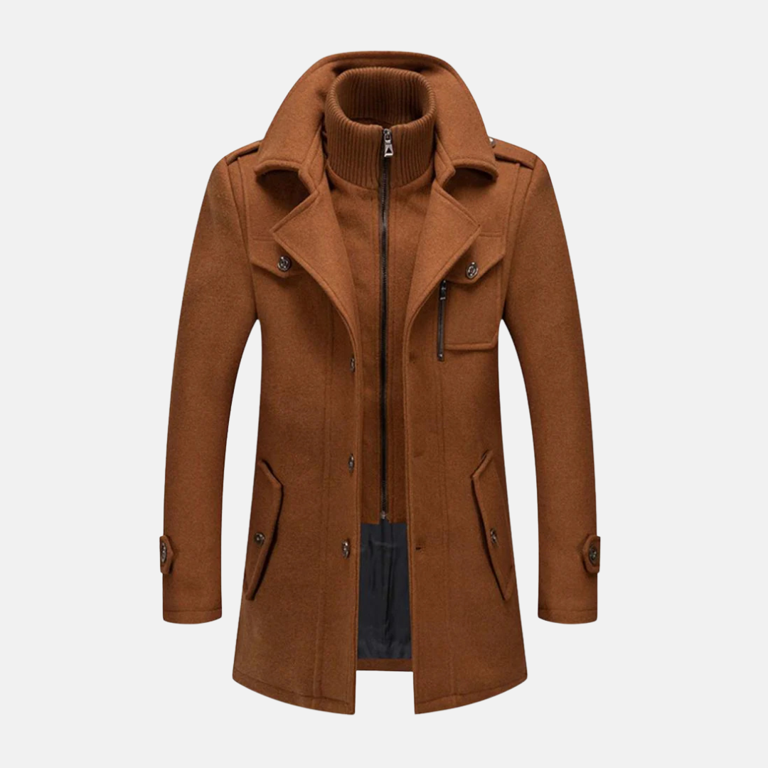 Wool Blend Slim Fit Double Collar Coat