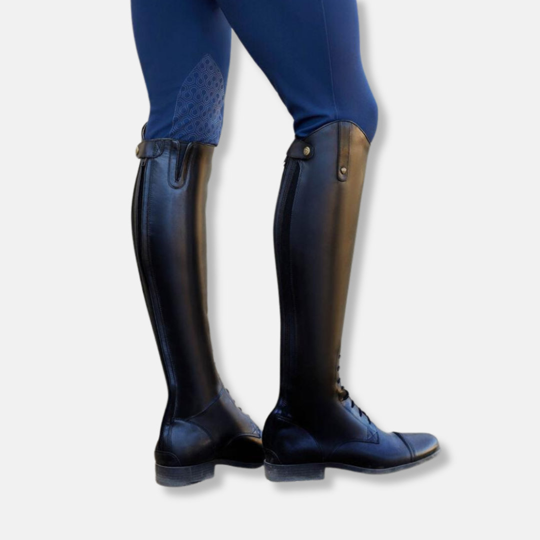 Leather Knee-High Laced Back Zipper Boots