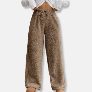 Plush Fleece Wide Leg Drawstring Lounge Pants