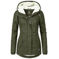 Women's Parka Jacket - Long Tailored Fit - Water-Repellent - Lined with Soft Insulation - Hood with Drawstring