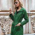 Women's Trench Coat - Lightweight Water-Repellent - Adjustable Waist - Long-Sleeved with Zipper