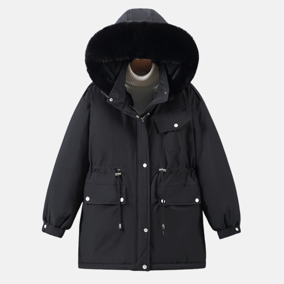 Weather-Resistant Faux Fur Hood Parka Jacket