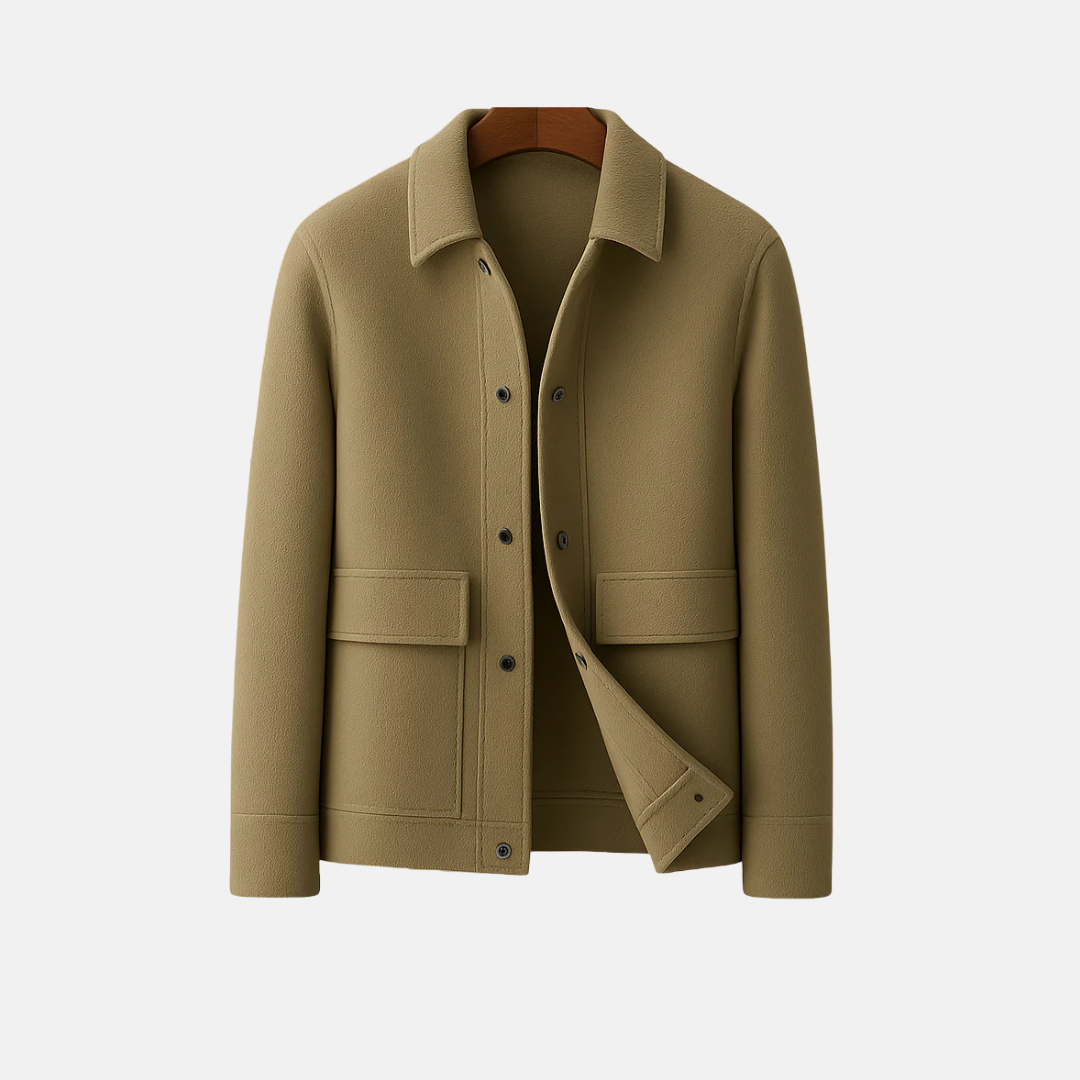 Wool Tailored Fit Snap Button Blazer Jacket