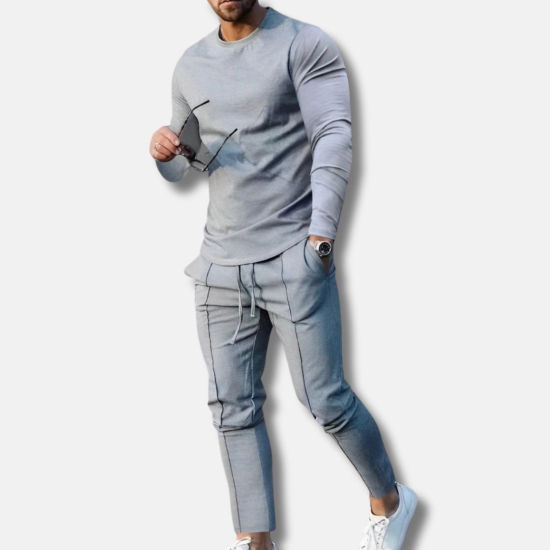 Two-Piece Cotton Blend Slim Fit Sweatsuit Set