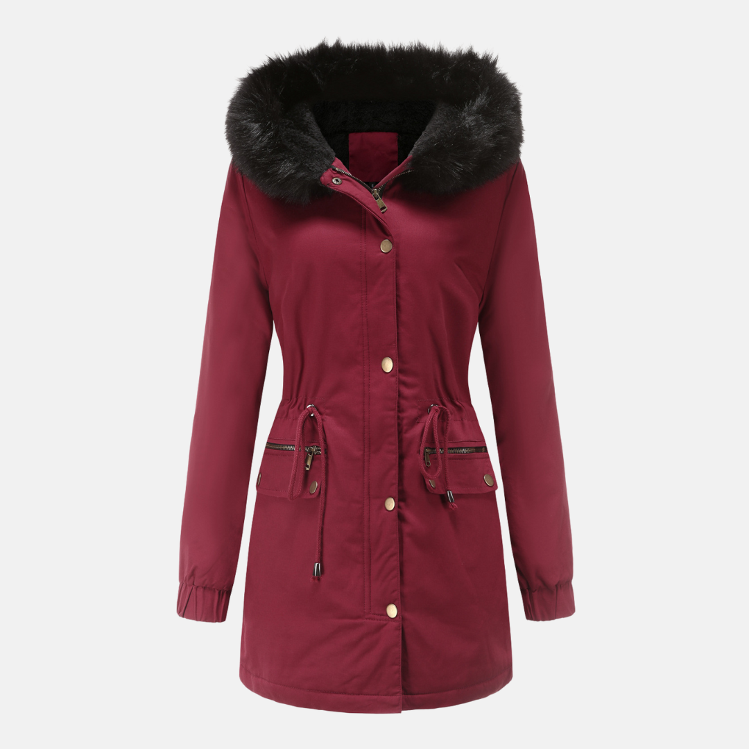 Weather Resistant Faux Fur Hood Parka Jacket