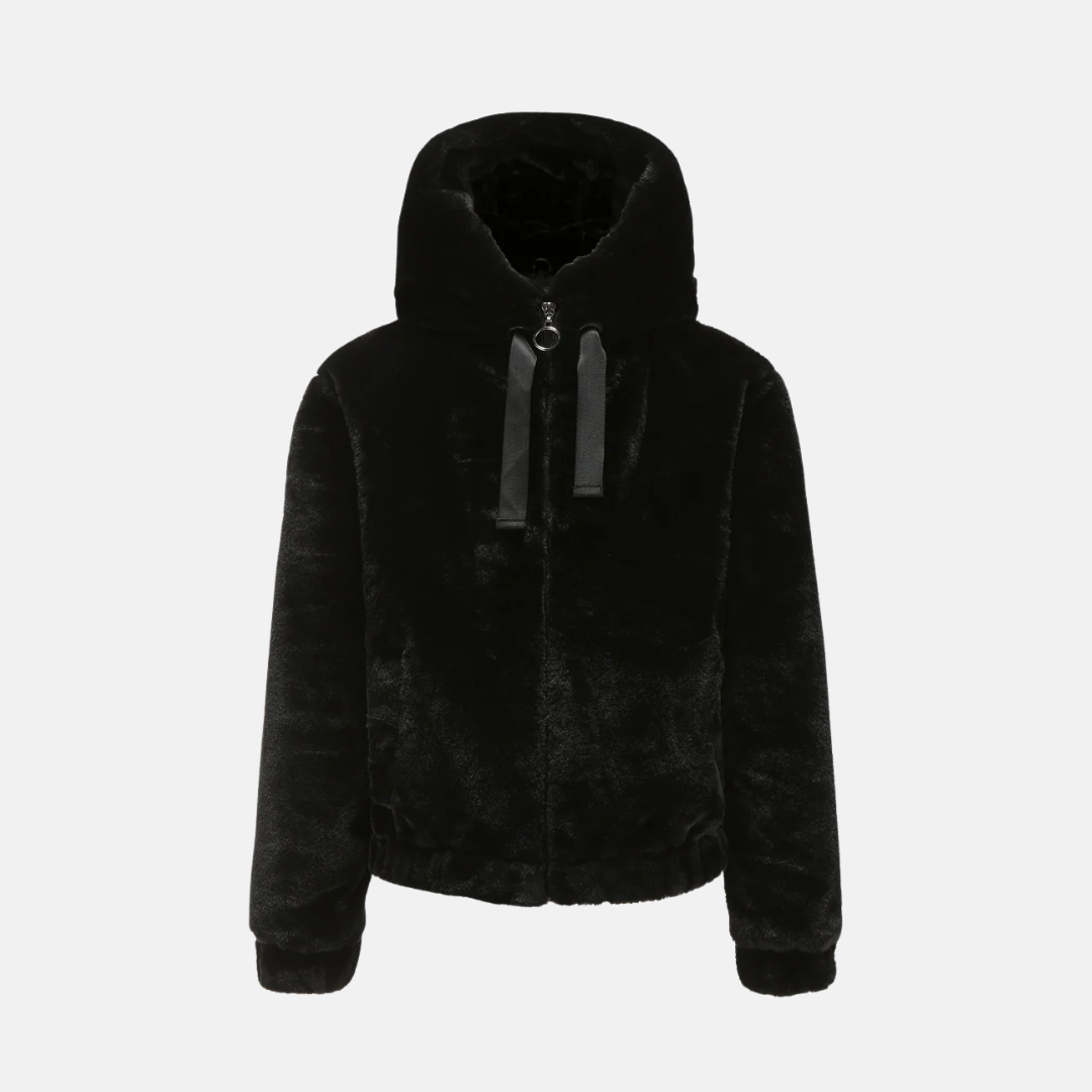 Plush Knit Hooded Relaxed Fit Jacket