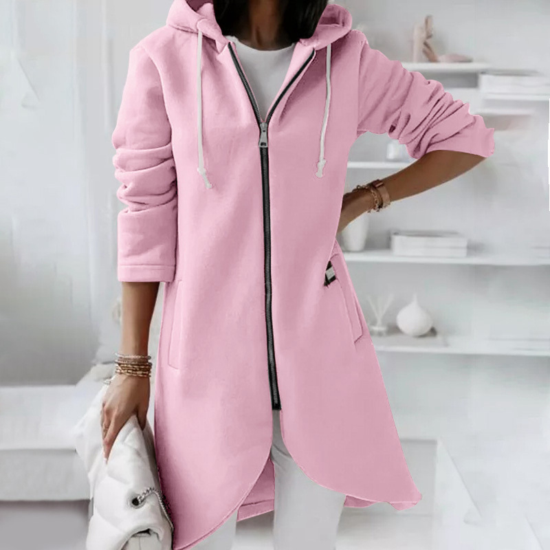 Cotton Blend Relaxed Fit Hooded Sweatshirt Jacket