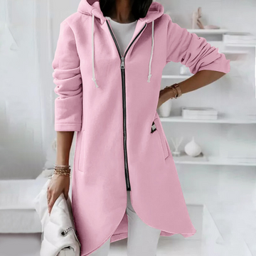 Cotton Blend Relaxed Fit Hooded Sweatshirt Jacket