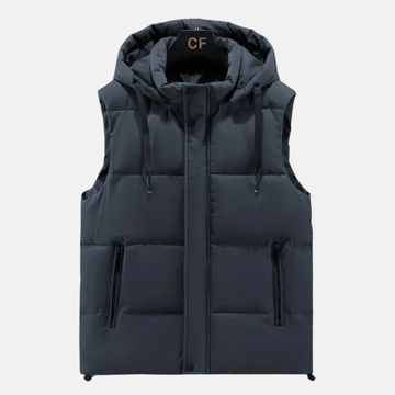 Water-Resistant Insulated Adjustable Hood Puffer Vest