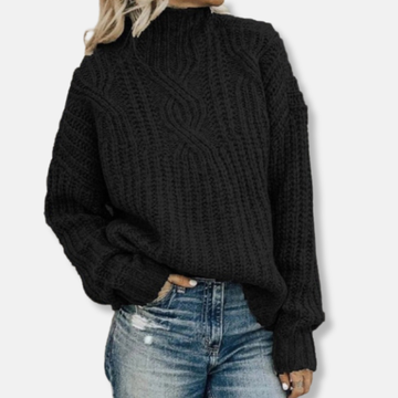Wool Cable Knit Relaxed Pullover Sweater