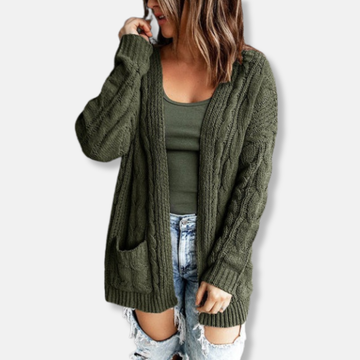 Relaxed Fit Wool Blend Knit Cardigan
