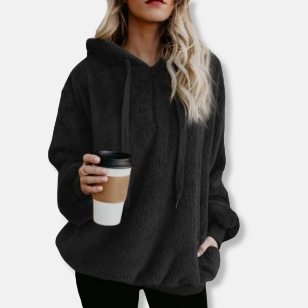 Plush Fleece Loose Fit Hooded Sweatshirt