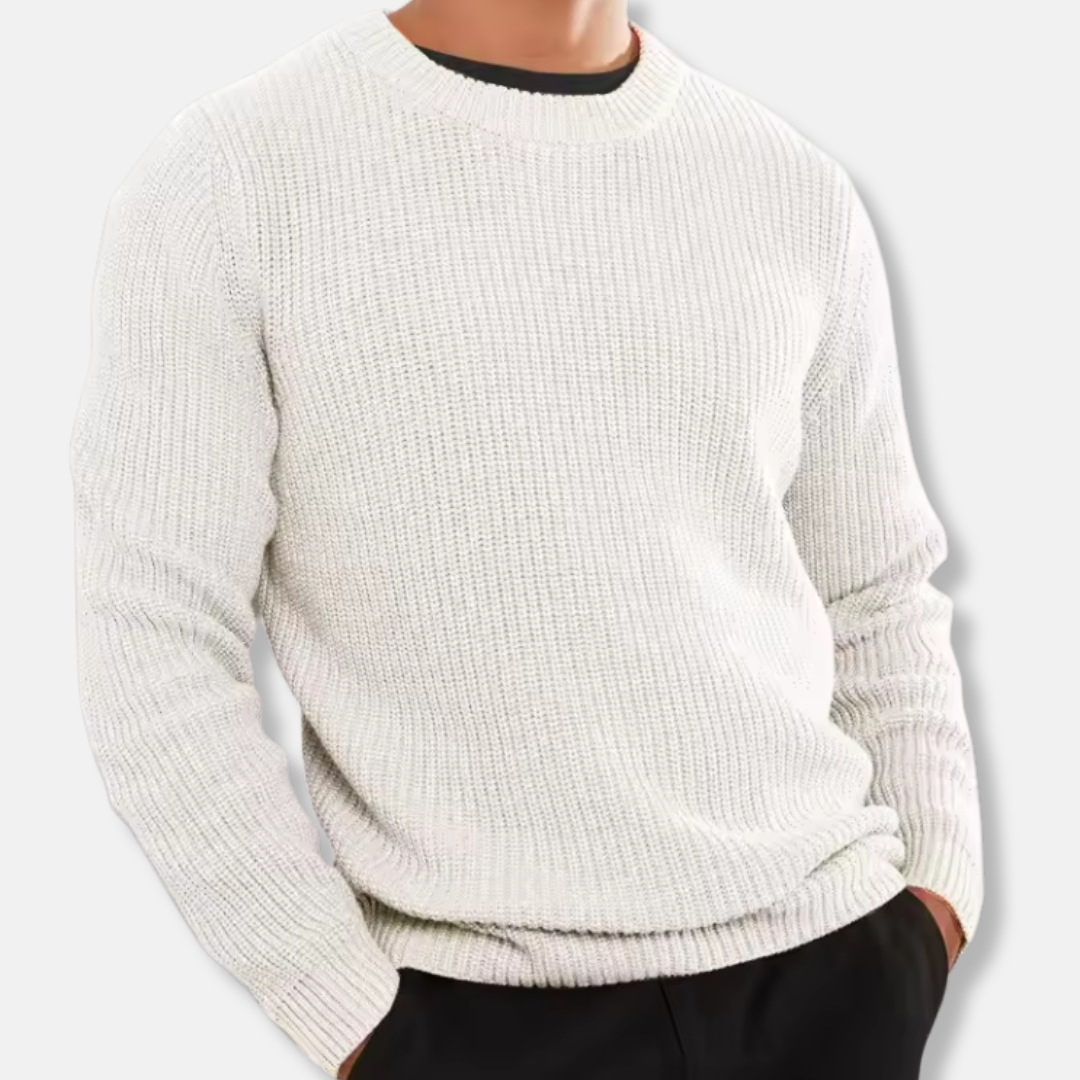 Wool Blend Ribbed Knit Regular Fit Sweater