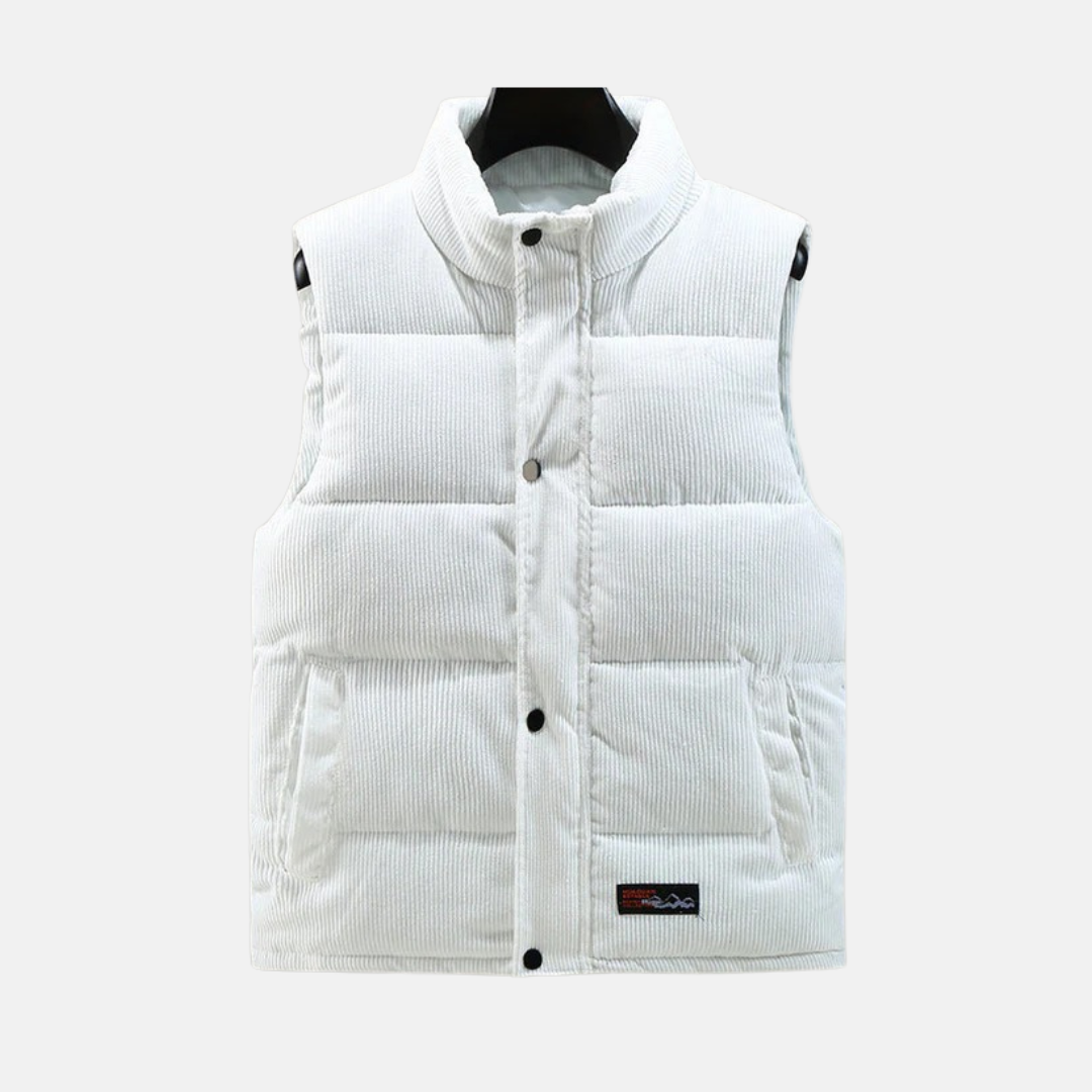 Quilted Corduroy High Collar Vest