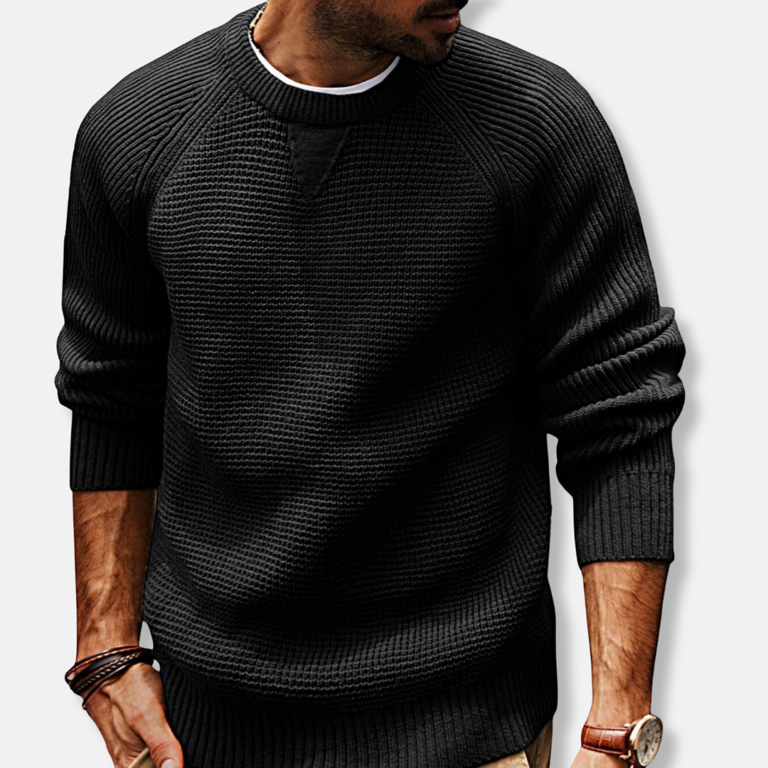 Knit Texture Raglan Crewneck Sweatshirt